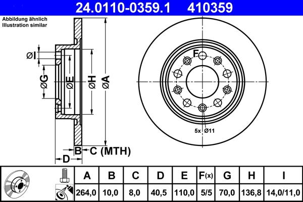 ATE 24.0110-0359.1 - Bremžu diski www.autospares.lv