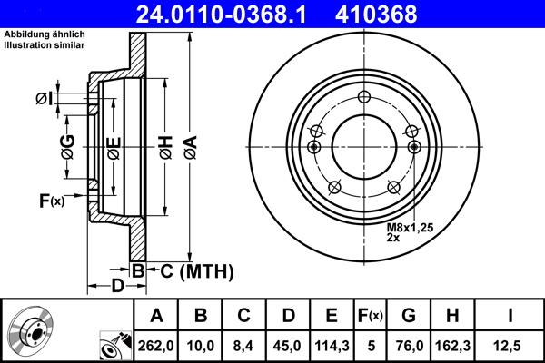 ATE 24.0110-0368.1 - Bremžu diski www.autospares.lv