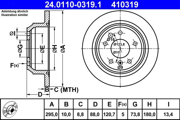 ATE 24.0110-0319.1 - Bremžu diski www.autospares.lv