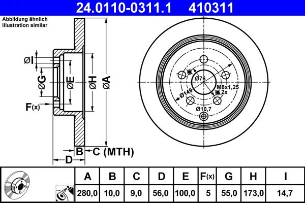 ATE 24.0110-0311.1 - Bremžu diski www.autospares.lv