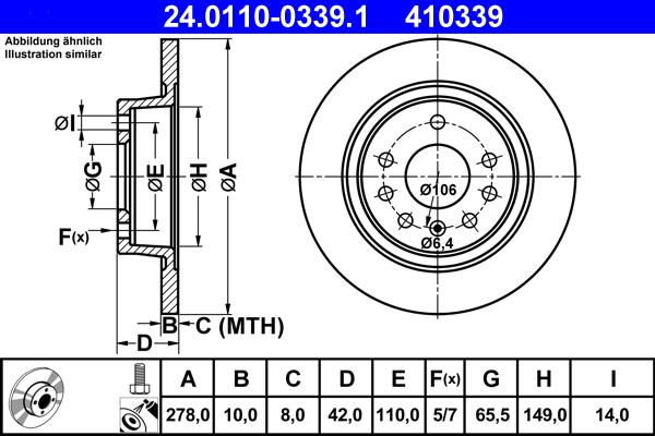 ATE 24.0110-0339.1 - Bremžu diski www.autospares.lv