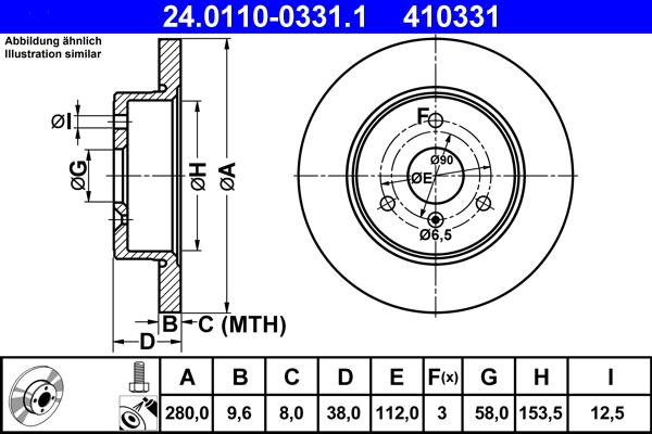 ATE 24.0110-0331.1 - Bremžu diski www.autospares.lv