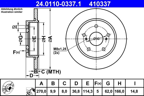 ATE 24.0110-0337.1 - Bremžu diski www.autospares.lv