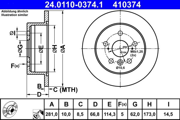 ATE 24.0110-0374.1 - Bremžu diski autospares.lv