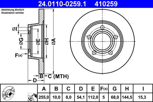 ATE 24.0110-0259.1 - Тормозной диск www.autospares.lv