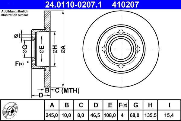 ATE 24.0110-0207.1 - Bremžu diski www.autospares.lv