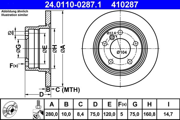 ATE 24.0110-0287.1 - Bremžu diski www.autospares.lv