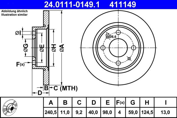 ATE 24.0111-0149.1 - Bremžu diski www.autospares.lv