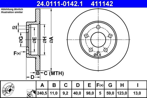 ATE 24.0111-0142.1 - Bremžu diski autospares.lv