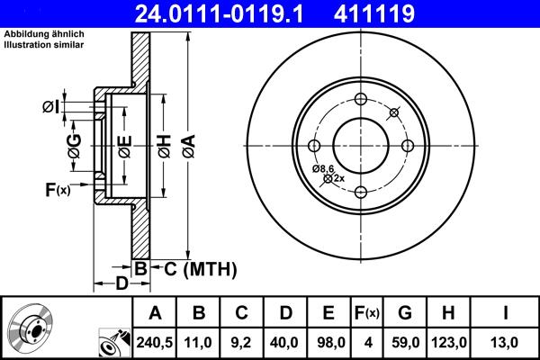 ATE 24.0111-0119.1 - Bremžu diski www.autospares.lv