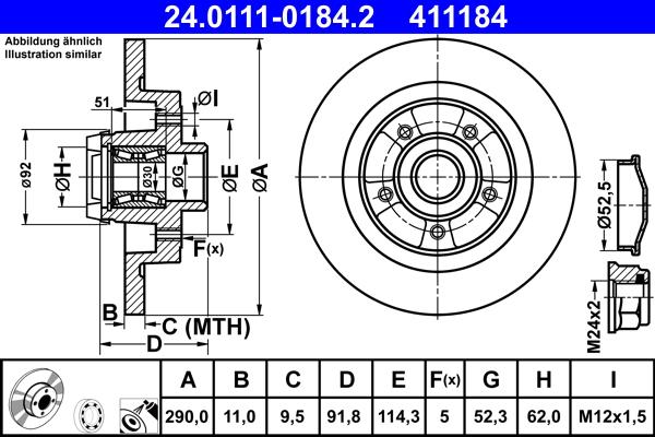 ATE 24.0111-0184.2 - Тормозной диск www.autospares.lv