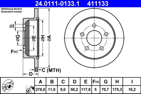 ATE 24.0111-0133.1 - Bremžu diski www.autospares.lv