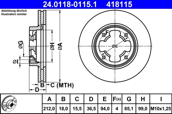 ATE 24.0118-0115.1 - Bremžu diski www.autospares.lv