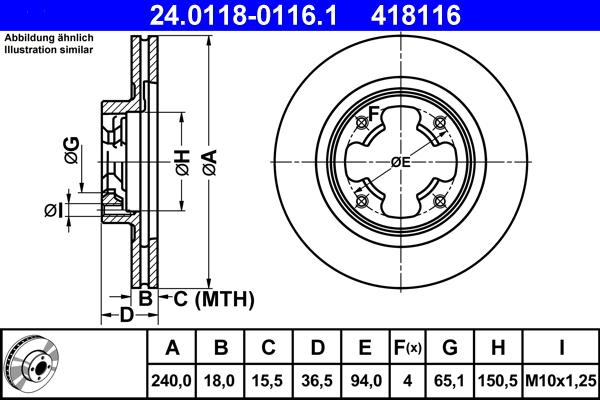 ATE 24.0118-0116.1 - Bremžu diski www.autospares.lv