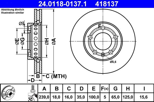 ATE 24.0118-0137.1 - Brake Disc www.autospares.lv