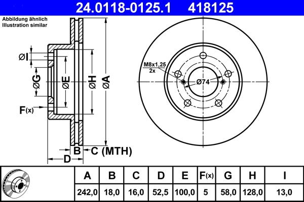 ATE 24.0118-0125.1 - Brake Disc www.autospares.lv