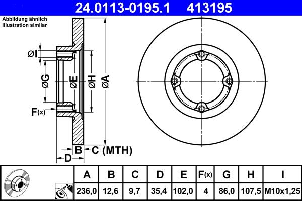 ATE 24.0113-0195.1 - Bremžu diski www.autospares.lv