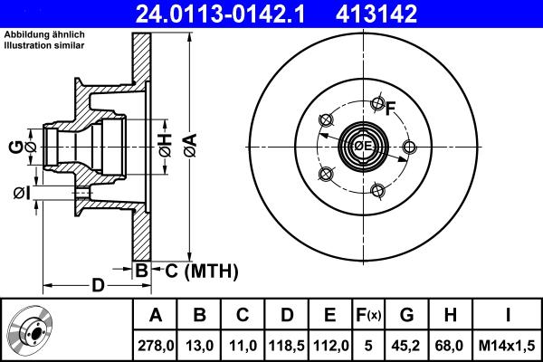 ATE 24.0113-0142.1 - Bremžu diski www.autospares.lv