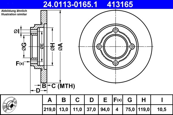 ATE 24.0113-0165.1 - Bremžu diski www.autospares.lv