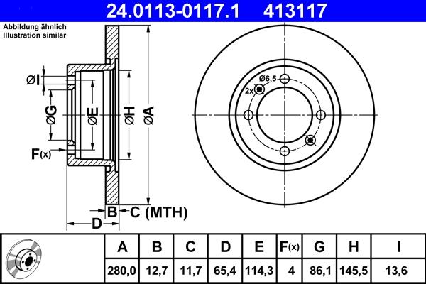 ATE 24.0113-0117.1 - Bremžu diski www.autospares.lv