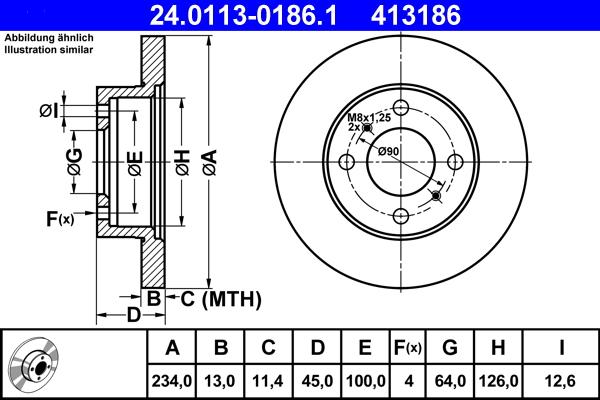 ATE 24.0113-0186.1 - Bremžu diski www.autospares.lv