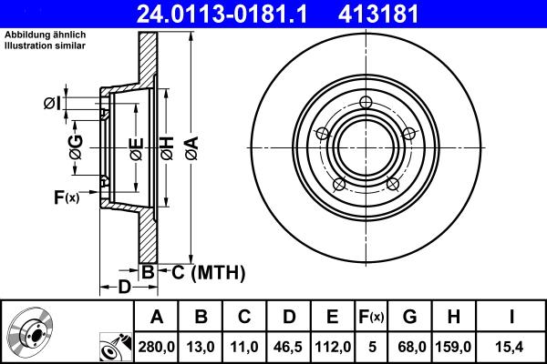 ATE 24.0113-0181.1 - Bremžu diski www.autospares.lv