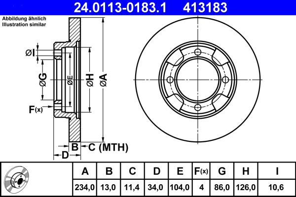 ATE 24.0113-0183.1 - Bremžu diski www.autospares.lv