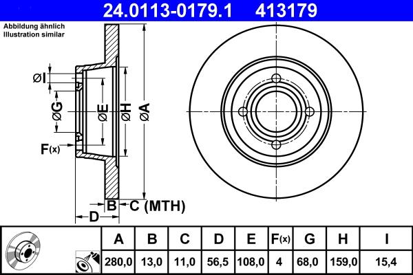 ATE 24.0113-0179.1 - Bremžu diski www.autospares.lv