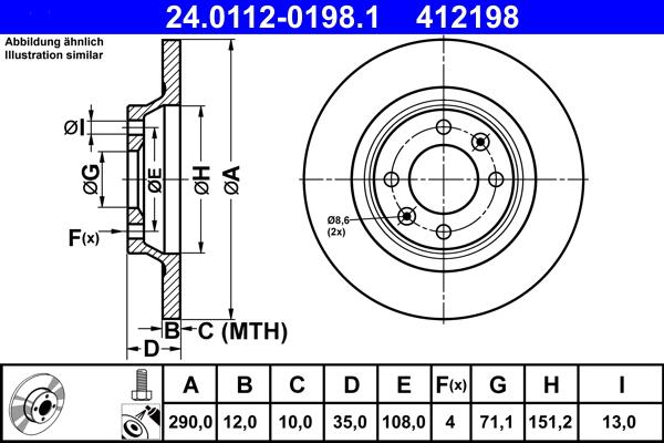 ATE 24.0112-0198.1 - Bremžu diski autospares.lv