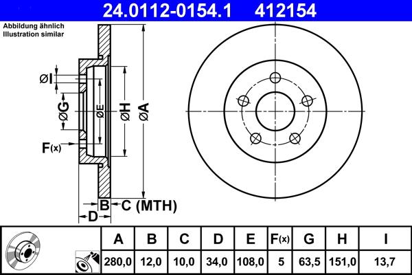 ATE 24.0112-0154.1 - Bremžu diski autospares.lv