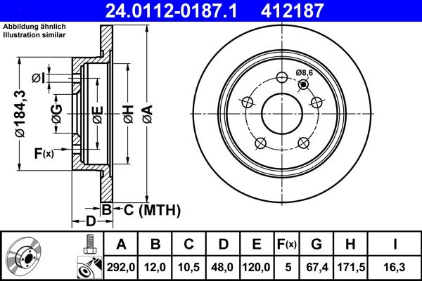 ATE 24.0112-0187.1 - Bremžu diski autospares.lv