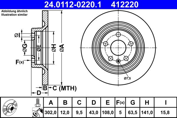 ATE 24.0112-0220.1 - Bremžu diski www.autospares.lv