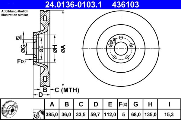 ATE 24.0136-0103.1 - Brake Disc www.autospares.lv