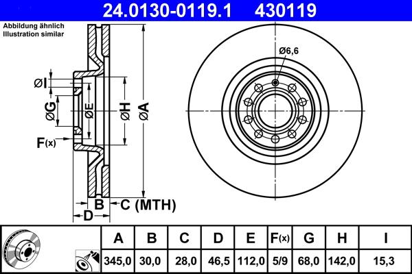 ATE 24.0130-0119.1 - Bremžu diski www.autospares.lv