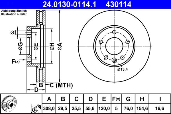 ATE 24.0130-0114.1 - Brake Disc www.autospares.lv