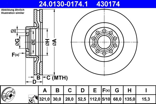 ATE 24.0130-0174.1 - Bremžu diski autospares.lv