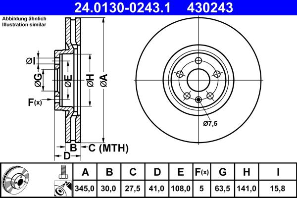 ATE 24.0130-0243.1 - Bremžu diski www.autospares.lv