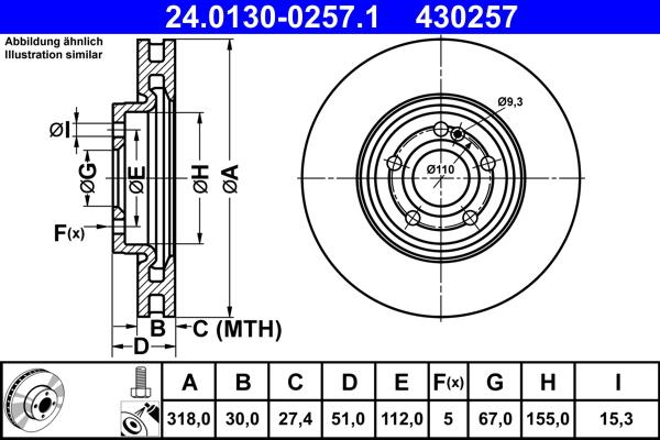 ATE 24.0130-0257.1 - Bremžu diski www.autospares.lv