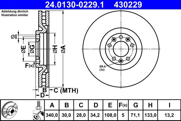 ATE 24.0130-0229.1 - Bremžu diski www.autospares.lv