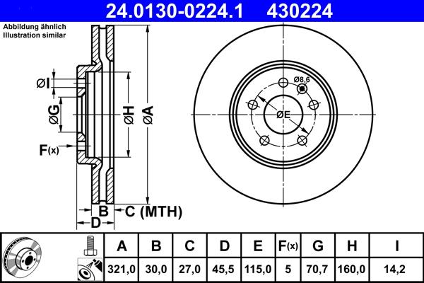 ATE 24.0130-0224.1 - Bremžu diski www.autospares.lv