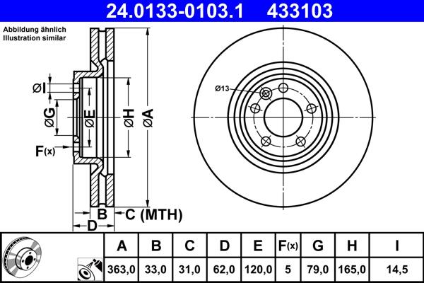 ATE 24.0133-0103.1 - Bremžu diski www.autospares.lv