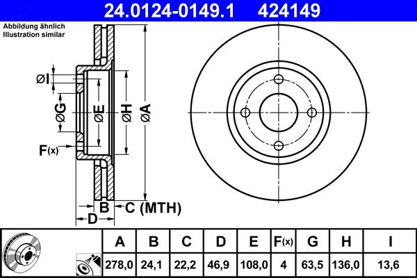 ATE 24.0124-0149.1 - Bremžu diski www.autospares.lv