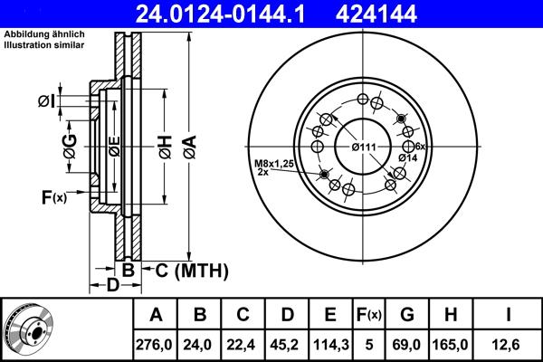 ATE 24.0124-0144.1 - Bremžu diski www.autospares.lv