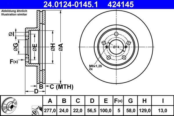 ATE 24.0124-0145.1 - Bremžu diski autospares.lv