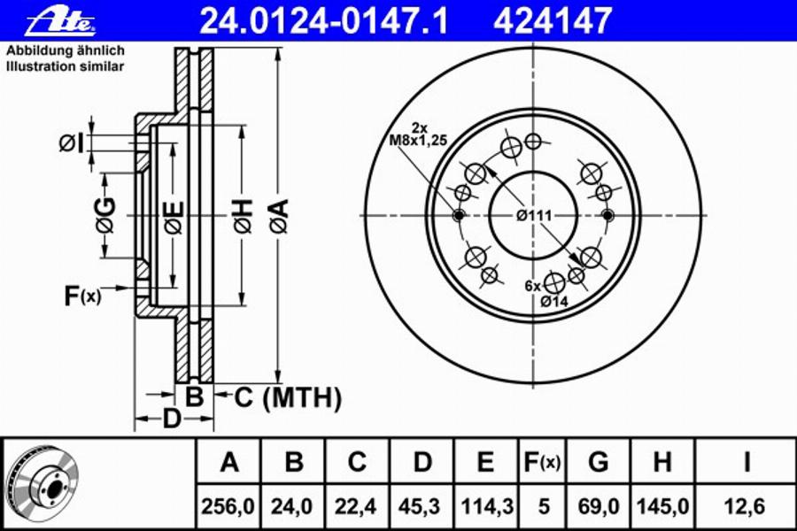 ATE 24.0124-0147.1 - Bremžu diski www.autospares.lv