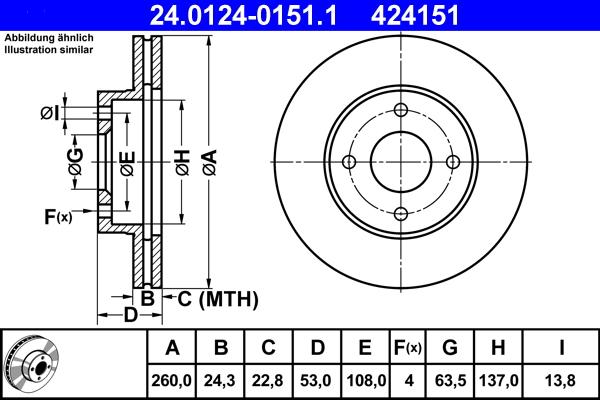 ATE 24.0124-0151.1 - Bremžu diski www.autospares.lv