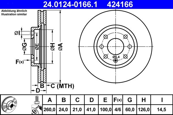 ATE 24.0124-0166.1 - Bremžu diski autospares.lv