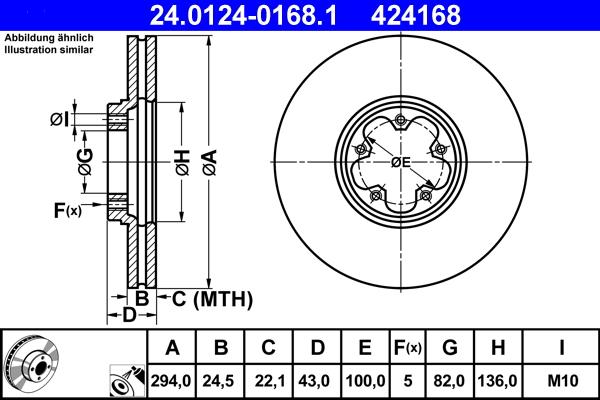 ATE 24.0124-0168.1 - Bremžu diski autospares.lv