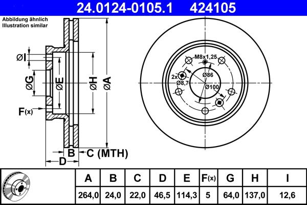 ATE 24.0124-0105.1 - Bremžu diski www.autospares.lv