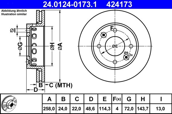 ATE 24.0124-0173.1 - Bremžu diski www.autospares.lv